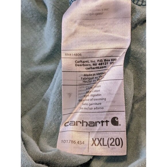 Carhartt Womens XXL 20 Sage Green Loose Fit Logo Long Sleeve Tee T Shirt Top - Picture 7 of 7
